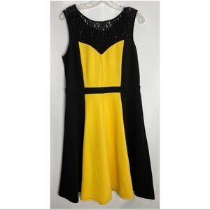 Women's I LE New York long Dress Sz 10 black/Yellow